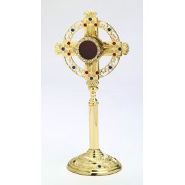 Relikwiarz z kamieniami szlachetnymi, pozłacany - 26 cm - RELIKWIARZE