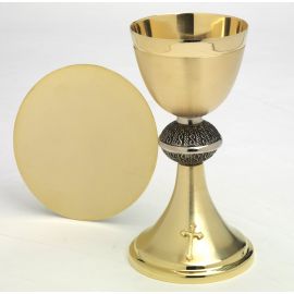 Kielich z pięknym pierścieniem + patena - 20 cm. - KIELICHY MSZALNE