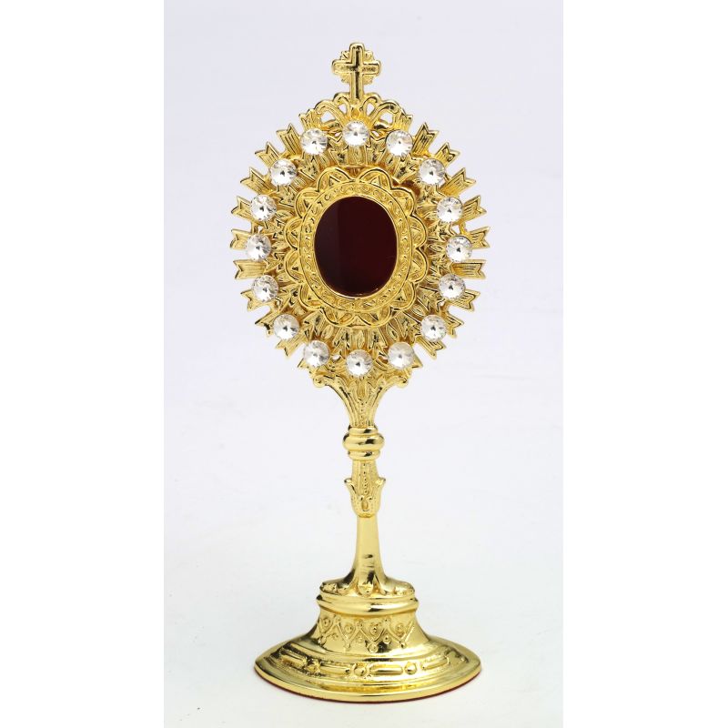 Relikwiarz z kamieniami szlachetnymi, pozłacany - 20 cm (1) - RELIKWIARZE - Relikwiarz z kamieniami szlachetnymi, pozłacany - 20 cm (1)