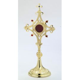 Relikwiarz z kamieniami szlachetnymi, pozłacany - 30 cm - RELIKWIARZE