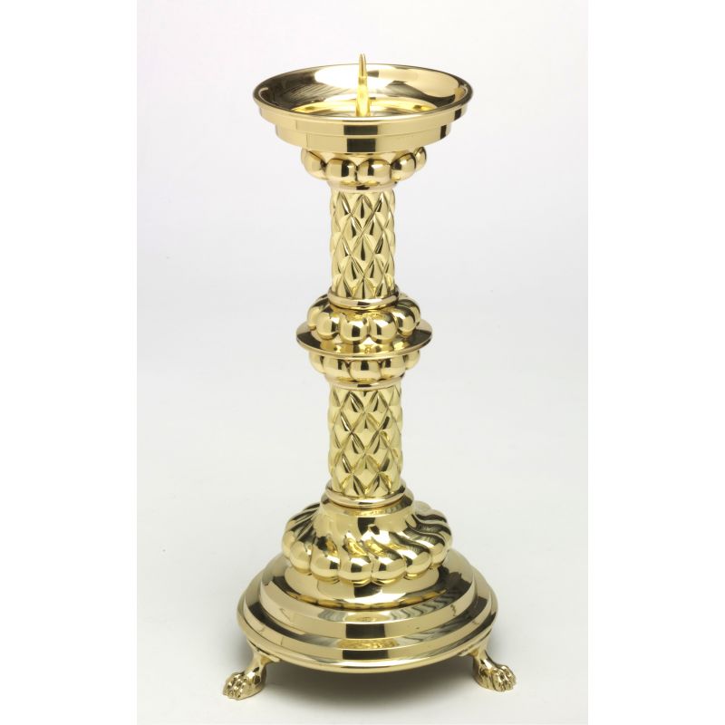 Świecznik ołtarzowy z litego mosiądzu - 36 cm. - ŚWIECZNIKI / LICHTARZE - Świecznik ołtarzowy z litego mosiądzu - 36 cm.