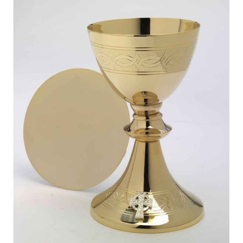 Kielich z pateną (krzyżyk) - 20 cm. - KIELICHY MSZALNE - Kielich z pateną (krzyżyk) - 20 cm.