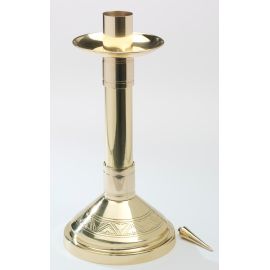 Świecznik ołtarzowy z mosiądzu, zdobiony, polerowany - 33 cm - ŚWIECZNIKI / LICHTARZE