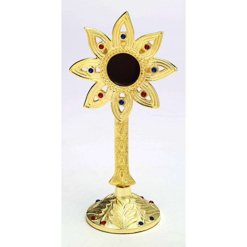 Relikwiarz z kamieniami szlachetnymi, pozłacany - 23 cm - RELIKWIARZE - Relikwiarz z kamieniami szlachetnymi, pozłacany - 23 cm