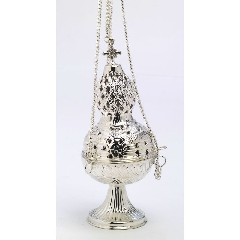 Trybularz posrebrzany - 26 cm - TRYBULARZE, ŁÓDKI - Trybularz posrebrzany - 26 cm