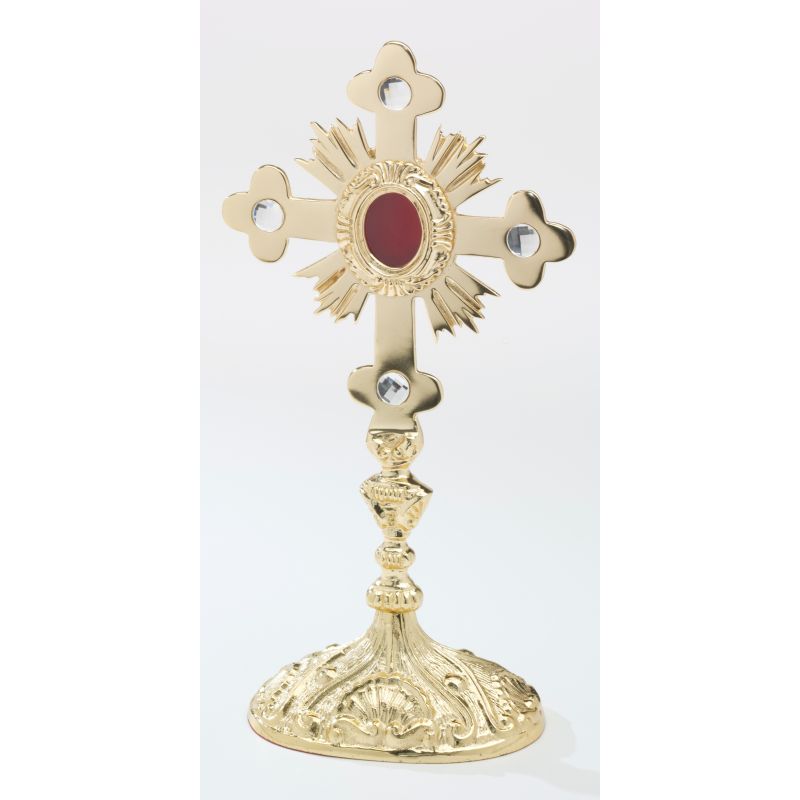 Relikwiarz - 28 cm, z kamieniami szlachetnymi, pozłacany - RELIKWIARZE - Relikwiarz - 28 cm, z kamieniami szlachetnymi, pozłacany