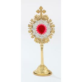 Relikwiarz pozłacany - 19,5 cm - RELIKWIARZE - zdjęcie 2 - Relikwiarz z kamieniami szlachetnymi, pozłacany - 19,5 cm