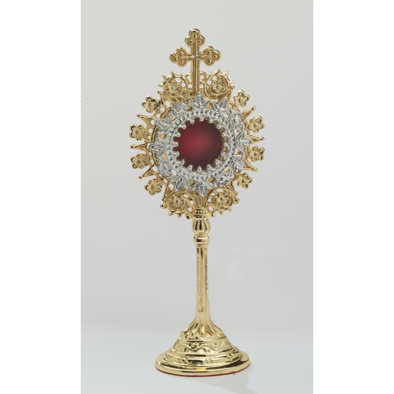 Relikwiarz pozłacany - 19,5 cm - RELIKWIARZE - Relikwiarz z kamieniami szlachetnymi, pozłacany - 19,5 cm