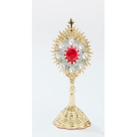 Relikwiarz  - 14,5 cm, z kamieniami szlachetnymi, pozłacany