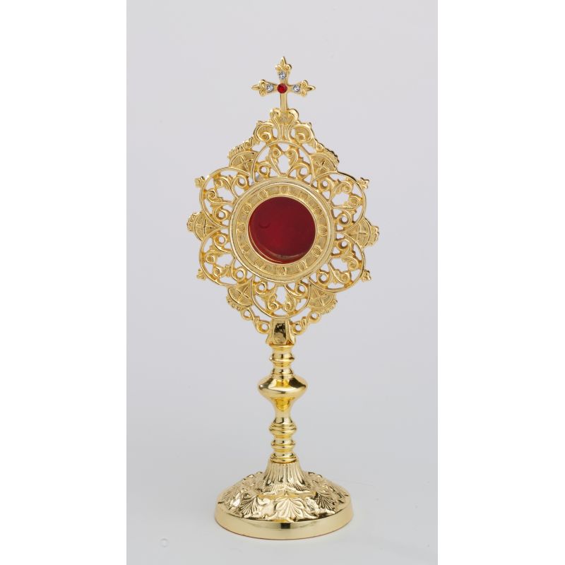 Relikwiarz - 25 cm z kamieniami szlachetnymi, pozłacany (1) - RELIKWIARZE - Relikwiarz z kamieniami szlachetnymi, pozłacany - 25 cm (1)