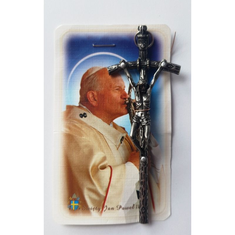 Krzyżyk papieski - z obrazkiem - ALBY LEKTORSKIE - Krzyżyk papieski na rzemyku - z obrazkiem