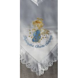 Szatka do chrztu - serce, niebieski haft - Szatki haftowane do chrztu - zdjęcie 2 - Szatka do chrztu - serce, niebieski haft