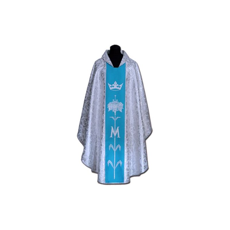 Ornat Maryjny niebieski + ornament srebrny (59A) - Ornaty Maryjne - Ornat Maryjny niebieski + ornament srebrny (59A)