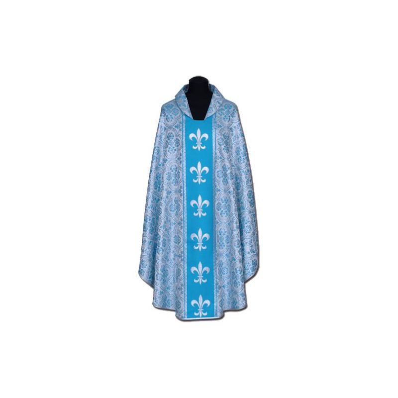 Ornat Maryjny niebieski + ornament srebrny (57A) - Ornaty Maryjne - Ornat Maryjny niebieski + ornament srebrny (57A)
