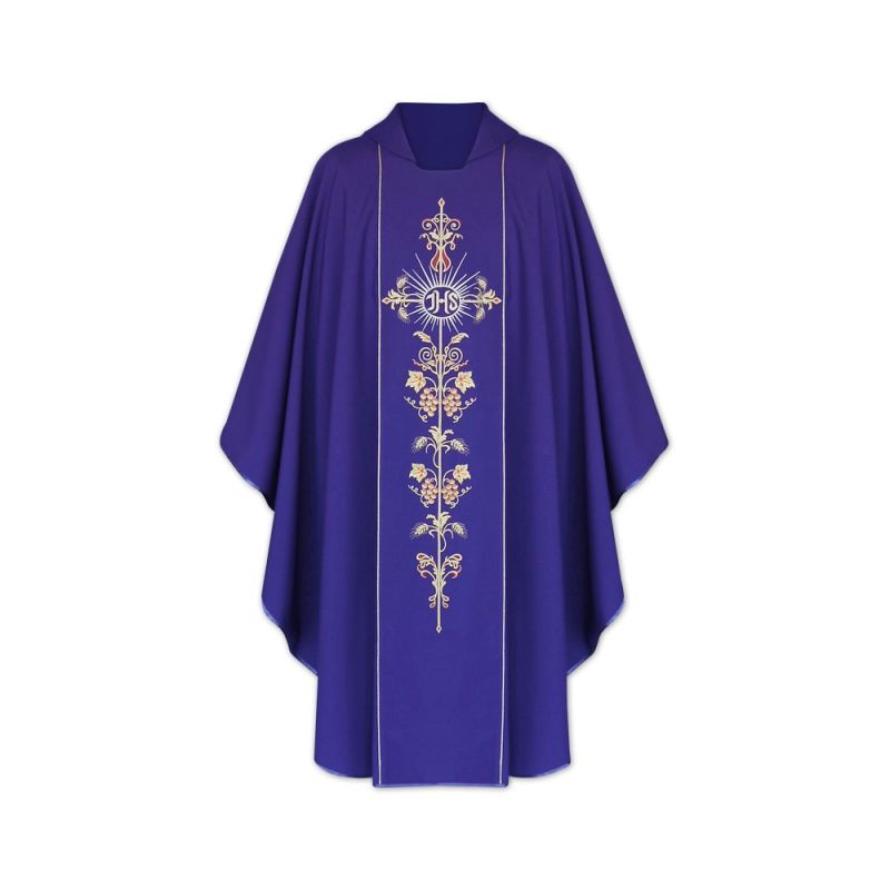 Ornat gotycki IHS - kolory liturgiczne (1) - Ornaty haftowane - Ornat gotycki IHS (1)