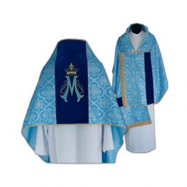 Welon liturgiczny Maryjny haftowany, pas aksamit (15) - WELONY