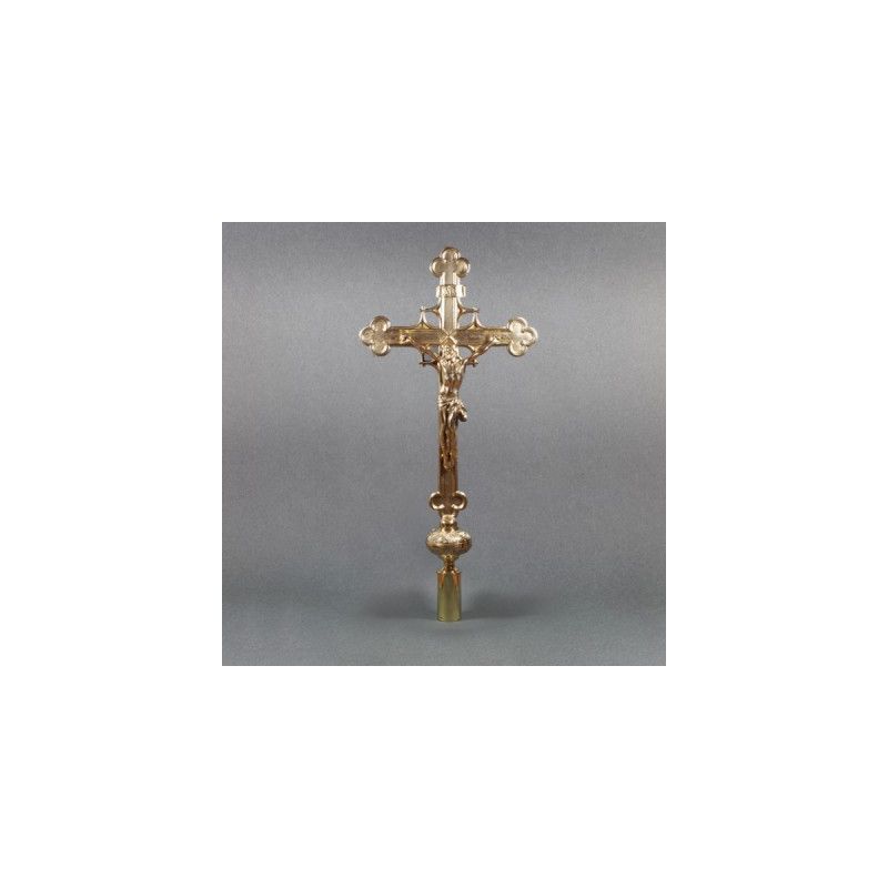 Krzyż mosiężny procesyjny - wysokość ok. 62 cm. - KRZYŻE OŁTARZOWE, PROCESYJNE - Krzyż mosiężny procesyjny - wysokość ok. 62 cm.