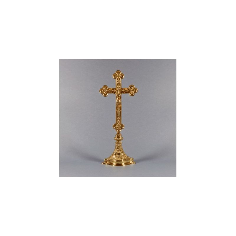 Krzyż ołtarzowy mosiężny wys. 39 cm - KRZYŻE OŁTARZOWE, PROCESYJNE - Krzyż ołtarzowy mosiężny wys. 39 cm