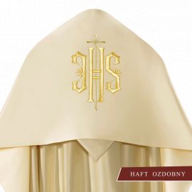 Welon liturgiczny IHS haftowany, ecru satyna (17) - WELONY - zdjęcie 2 - Welon liturgiczny IHS haftowany, ecru satyna (17)