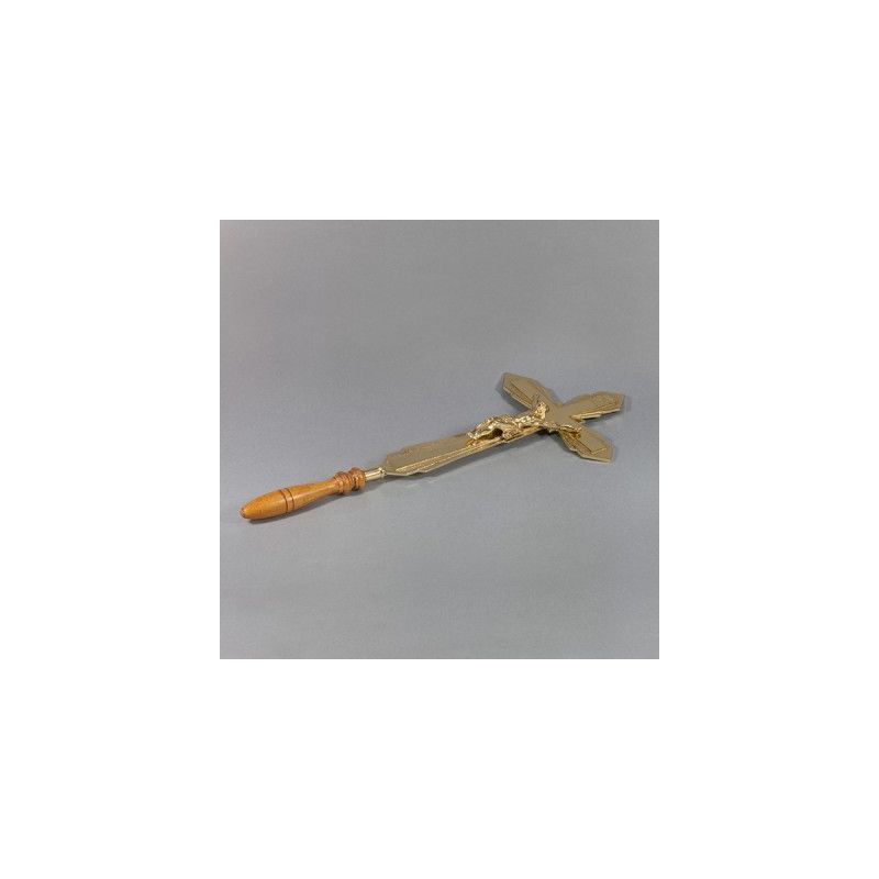 Krzyż mosiężny do błogosławieństwa wys . 44 cm - KRZYŻE OŁTARZOWE, PROCESYJNE - Krzyż mosiężny wys . 44 cm