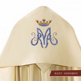 Welon liturgiczny Maryjny haftowany, ecru satyna (19) - WELONY - zdjęcie 2 - Welon liturgiczny Maryjny haftowany, ecru satyna (19)