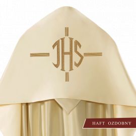 Welon liturgiczny haftowany IHS, ecru satyna (24) - WELONY