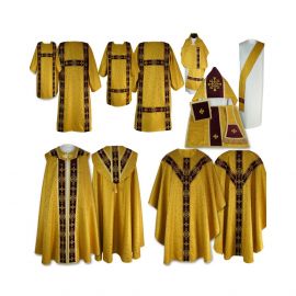 Komplet Szat Liturgicznych - aksamitne pasy - SZATY LITURGICZNE