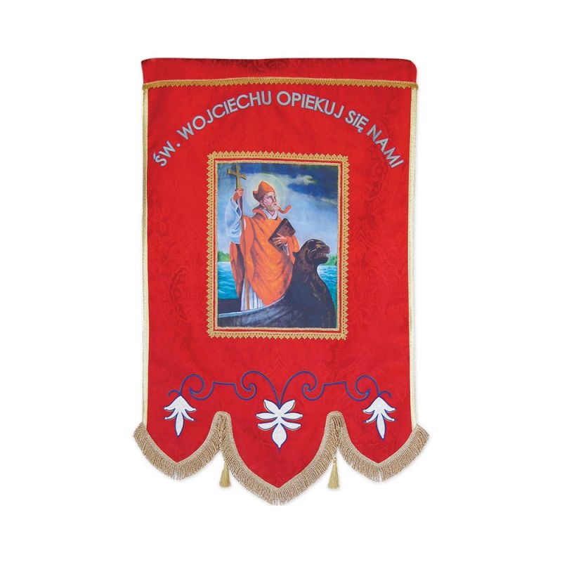 Chorągiew drukowano-haftowana Święty Wojciech - CHORĄGWIE, SZTANDARY - Chorągiew drukowano-haftowana Święty Wojciech