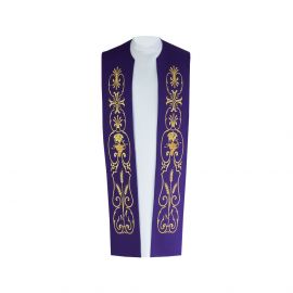 Stuła kapłańska bawełniana - złoty haft - kolory liturgiczne - EUCHARYSTYCZNE