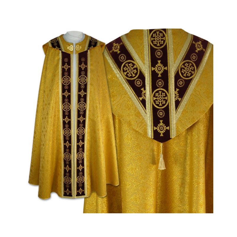 Kapa złota Semi-Gotycka - aksamitne pasy (5) - KAPY LITURGICZNE - Kapa złota Semi-Gotycka - aksamitne pasy (5)