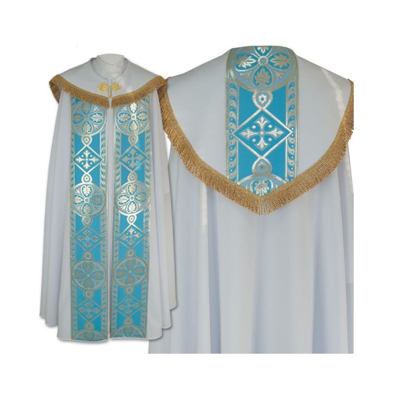 Kapa wzór Maryjny - niebieskie pasy (6) - KAPY LITURGICZNE - Kapa wzór Maryjny - niebieskie pasy (6)