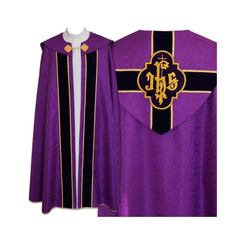 Kapa fioletowa wzór gotycki - tkanina żakard (15) - KAPY LITURGICZNE - Kapa fioletowa wzór gotycki - tkanina żakard (15)