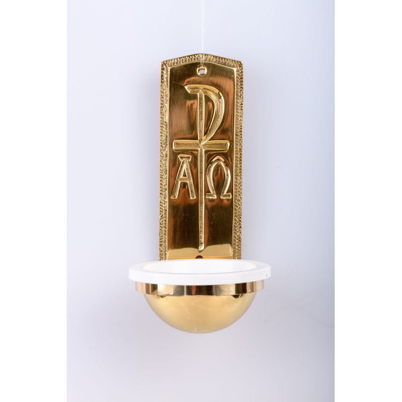 Kropielnica mosiężna Alfa i Omega - 25 cm - KROPIELNICE - Kropielnica mosiężna Alfa i Omega - 25 cm