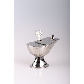 Łódka mosiężna + łyżeczka, kolor srebrny - 8 cm - TRYBULARZE, ŁÓDKI