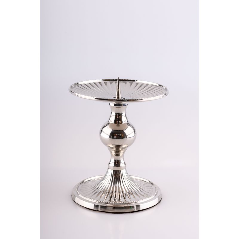 Lichtarz pojedynczy mosiężny, niklowany - 12 cm (2 sztuki) - ŚWIECZNIKI / LICHTARZE - Lichtarz pojedynczy mosiężny, niklowany - 12 cm (2 sztuki)