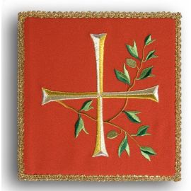 Palka haftowana czerwona - Krzyż + gałązka - kolor czerwony