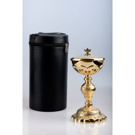 Puszka na komunikanty + futerał, mosiężna , pozłacana - 27 cm (62) - PUSZKI MSZALNE