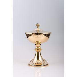 Puszka na komunikanty, mosiężna , pozłacana - 24 cm (35) - PUSZKI MSZALNE