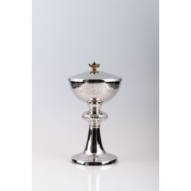 Puszka na komunikanty, mosiężna , niklowany, srebrzona - 23 cm (16) - PUSZKI MSZALNE
