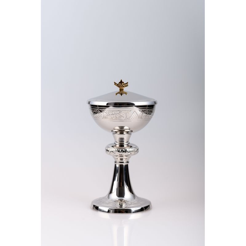 Puszka na komunikanty, mosiężna , niklowany, srebrzona - 23 cm (16) - PUSZKI MSZALNE - Puszka na komunikanty, mosiężna , niklowany, srebrzona - 23 cm (16)