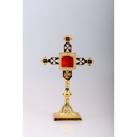 Relikwiarz pozłacany 25 cm + kamienie ozdobne (11) - RELIKWIARZE