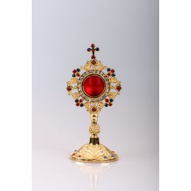 Relikwiarz pozłacany 20 cm - kamienie ozdobne (15) - RELIKWIARZE