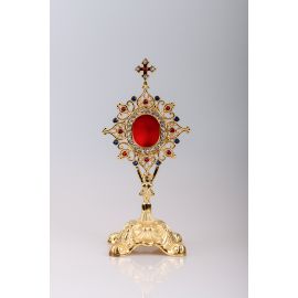 Relikwiarz pozłacany 24 cm - kamienie ozdobne (20) - RELIKWIARZE