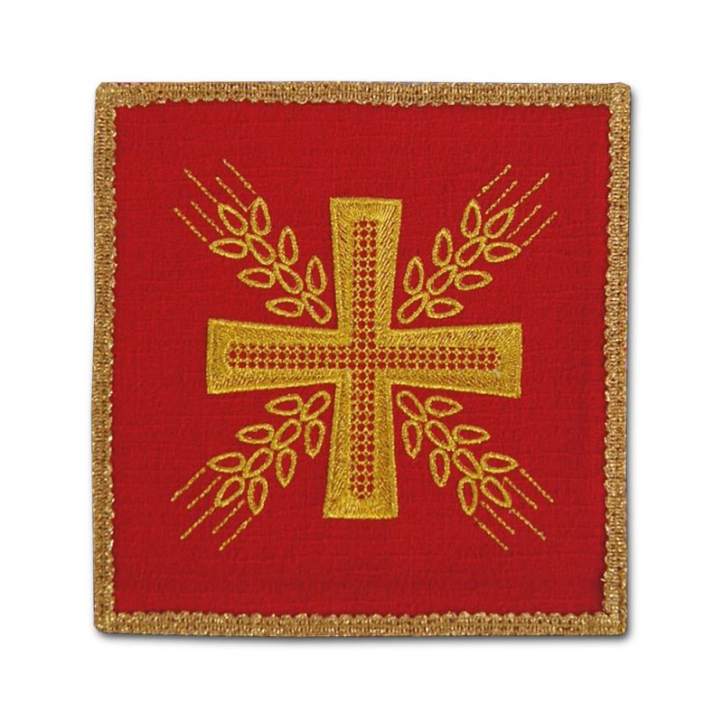 Palka haftowana czerwona - Krzyż i kłosy - kolor czerwony - Palka haftowana czerwona - Krzyż i kłosy