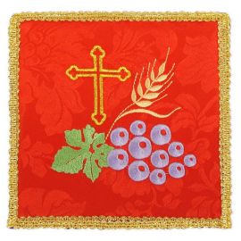 Palka haftowana czerwona - Krzyż, winogrono, kłosy - kolor czerwony