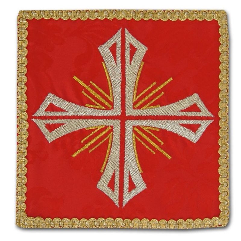 Palka haftowana czerwona - Krzyż + promienie (2) - kolor czerwony - Palka haftowana czerwona - Krzyż + promienie (2)
