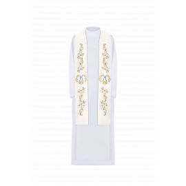 Stuła Maryjna haftowana - biała lub ecru (32) - EUCHARYSTYCZNE