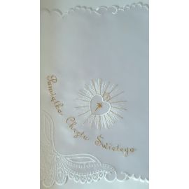 Szatka do chrztu biała- Serce - kwadrat - Szatki haftowane do chrztu - zdjęcie 2 - Szatka do chrztu biała- Serce - kwadrat
