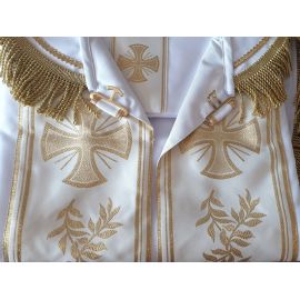 Kapa biała złote pasy - KAPY LITURGICZNE - zdjęcie 2 - Kapa biała złote pasy