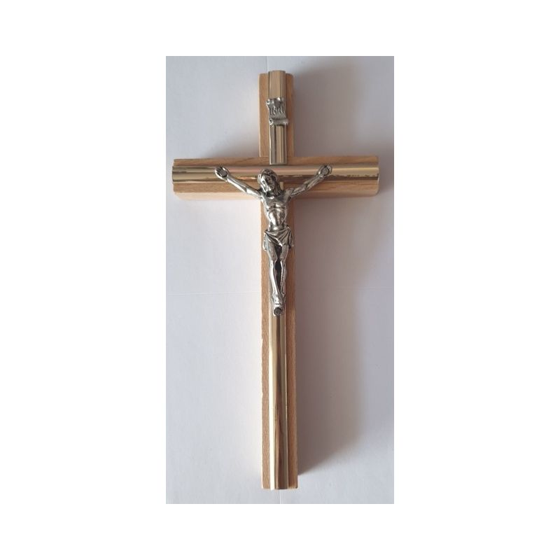 Krzyż drewniany na ścianę - 10 cm x 20 cm, jasny brąz (2) - KRZYŻE, KRZYŻYKI - Krzyż drewniany na ścianę - 10 cm x 20 cm, jasny brąz (2)
